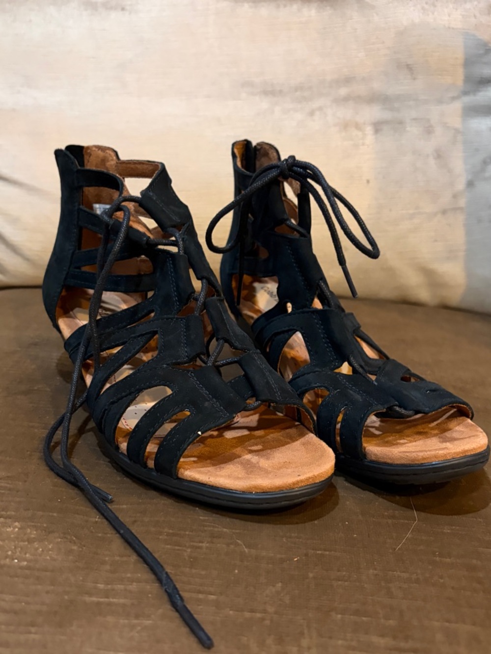Cobb Hill by New Balance Black Lace-Up Cutout Gladiator Sandals